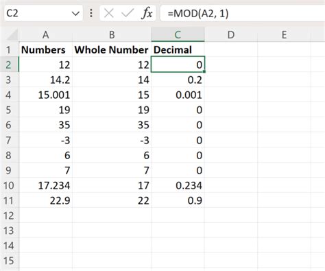 How to separate decimal value in excel