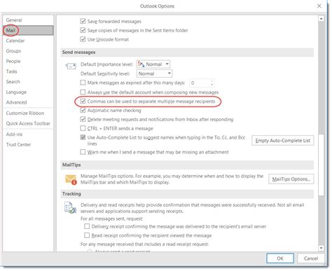 How to separate email addresses in outlook