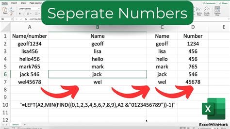 How to separate text and numbers in excel.  Follow this step-by-step guide to ex...
