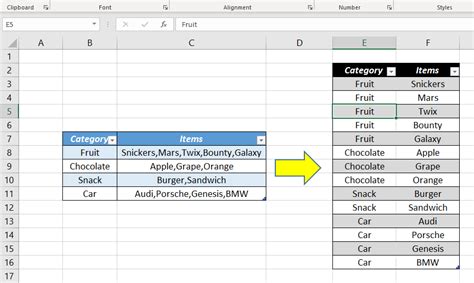 How to separate values in a cell