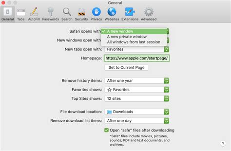 How to set Safari to automatically open all sites from last session