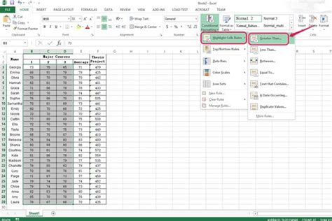 How to set a rule in excel