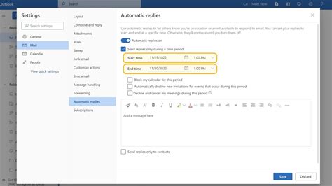 How to set an ooo in outlook