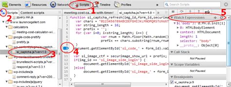 How to set breakpoint in javascript