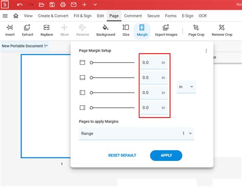 How to set margin in pdf file