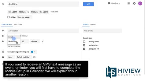 How to set notifications for a Google Calendar event YouTube