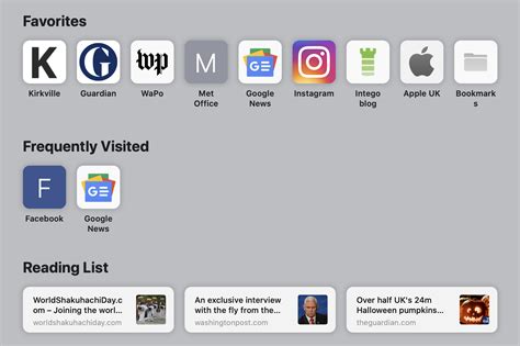 How to set opening page in safari
