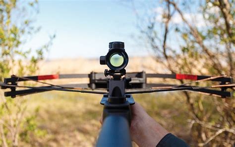 Here are the step by step instructions. Just follow these steps to start the process of sighting in your crossbow. Set an arrow on the flight rail of your crossbow. Align the upper-most red dot or reticle of your scope with the bulls-eye on the target. Gently squeeze the trigger with the tip of your finger.. 
