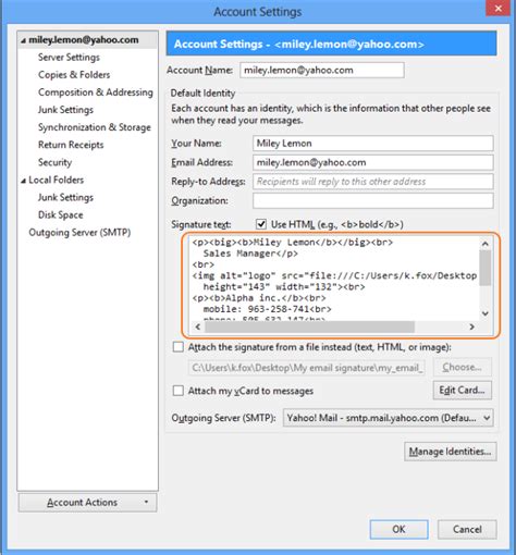 How to set signature in thunderbird