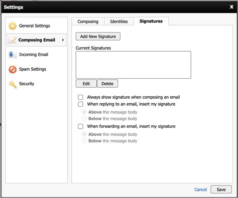 How to set signature in webmail