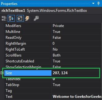 How to set the Size of the RichTextBox in C#? - GeeksforGeeks