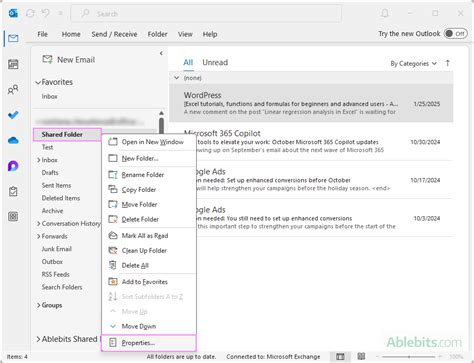 How to share a folder in outlook
