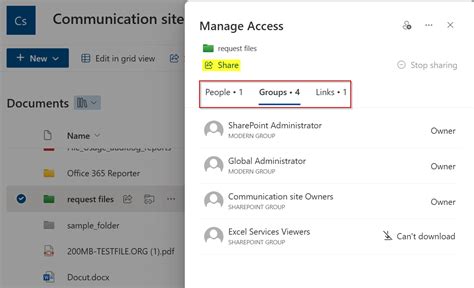 How to share a sharepoint folder with internal users.  Additional reporting options are availa...
