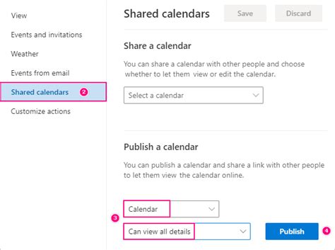 How to share and publish calendars using Outlook on the web RAWinfopages