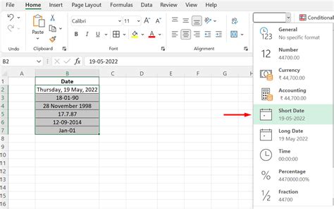 How to short date in excel