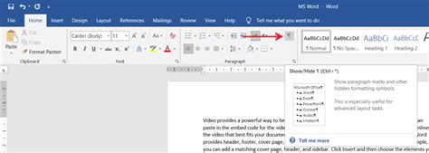How to show formatting marks in word