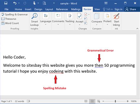 How to show spelling mistakes in word