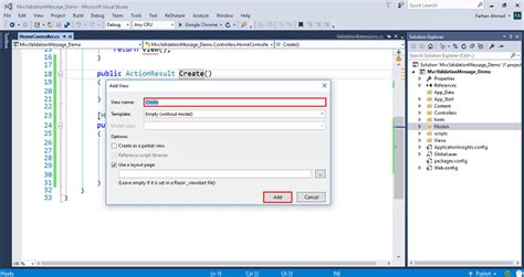 How to show validation message in mvc