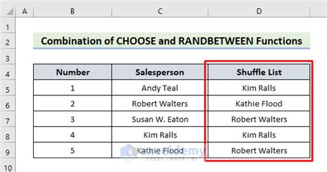 How to shuffle names in excel