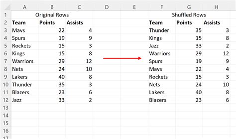 How to shuffle rows in excel