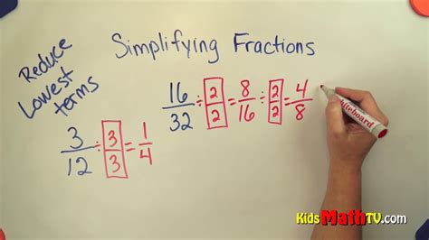 How to simplify fractions to the lowest terms math video YouTube