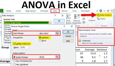 How to solve anova in excel