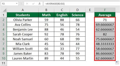 How to solve mean in excel