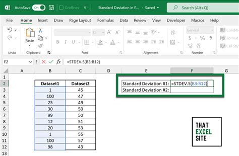 How to solve standard deviation in excel