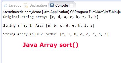 How to sort array elements in java