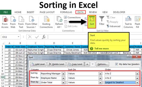 How to sort in excel