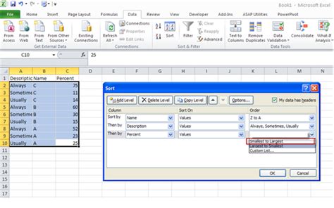 How to sort in spreadsheet