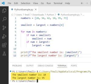How to sort numbers from smallest to largest in python.  Here's what I built from scratch: Odd...