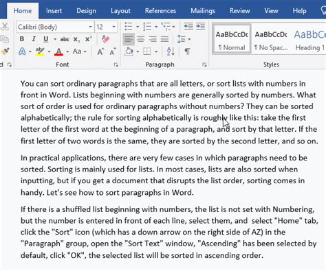 How to sort paragraphs in Word, with sorting them alphabeticallyLionsure
