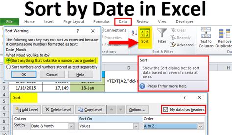 How to sort the date in excel