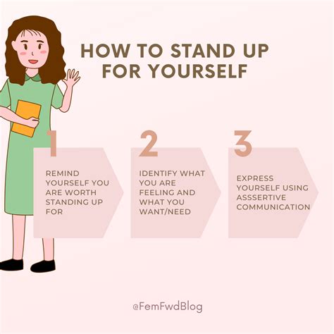 How to stand up for yourself. You should agree with the decision and stand up for your opinion instead of agreeing with others to make everyone else happy. 5. Taking pride in yourself and your team. An assertive person will not just take pride in what they’ve accomplished, but also what their team has accomplished together. 