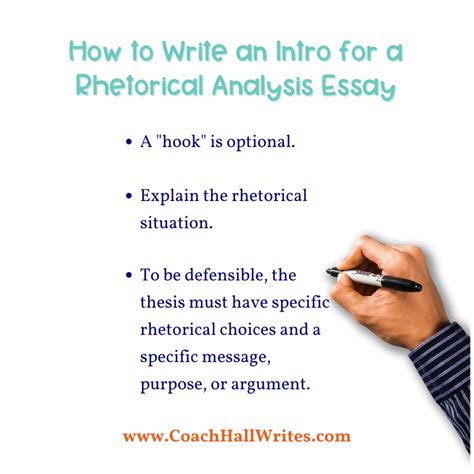 How to start a rhetorical analysis essay. Like most essays, rhetorical analyses are divided into three main parts. Introduction: The essay begins with a quick introduction to the text, its claim/purpose, its intended audience, and the author. The rhetorical situation or the context of the text is also included here. The writer maintains objectivity when speaking about the text’s content. 