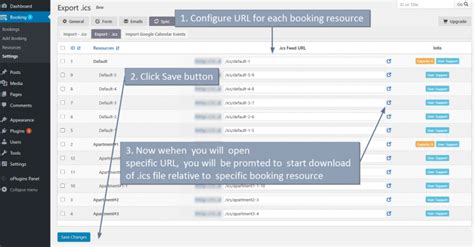 How to start export of bookings in .ics feeds from Booking Calendar