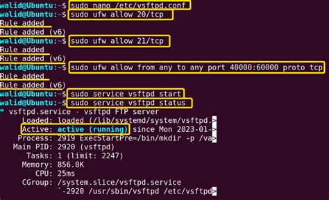 How to start ftp service in linux