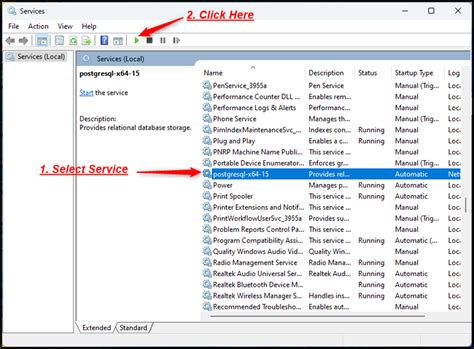 How to start postgresql server in windows
