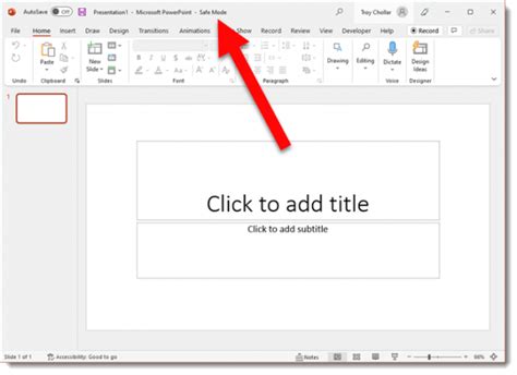 How to start powerpoint in safe mode