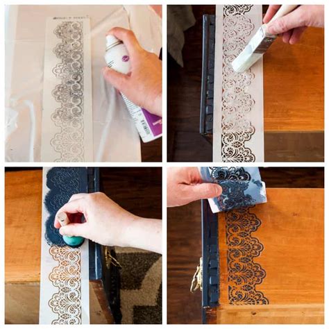 How to stencil on wood with acrylic paint.  Secure your Stencil.  Piec...