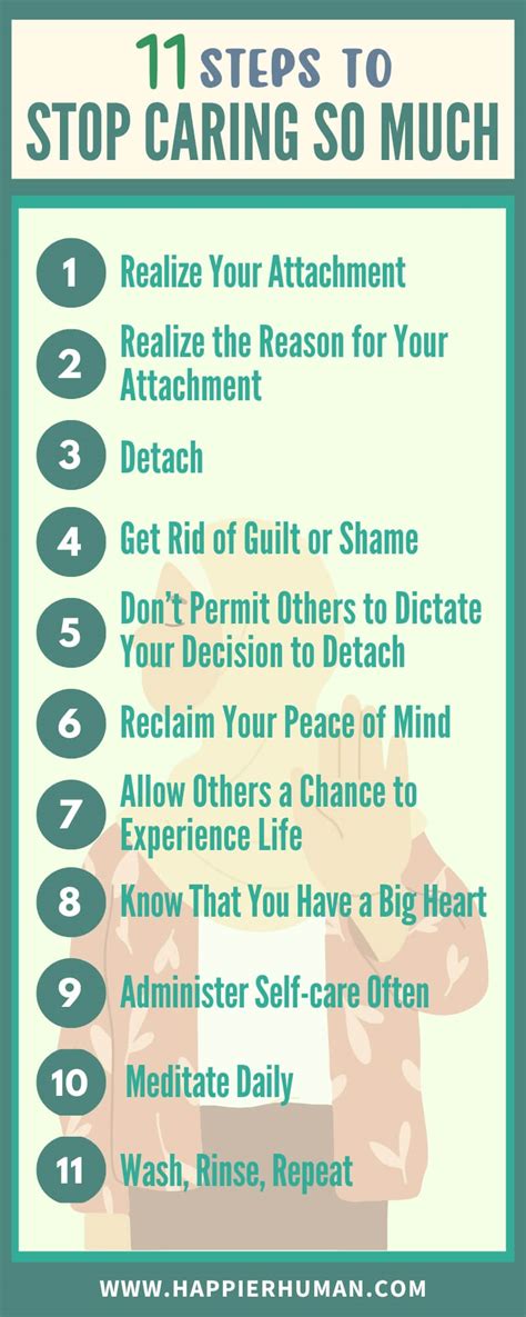 How to stop caring. Practice Self-Care Regularly. Challenge Your Negative Thoughts. Rewire Your Mindset. Embrace Positive Self-Talk. Set Healthy Boundaries. Clear … 