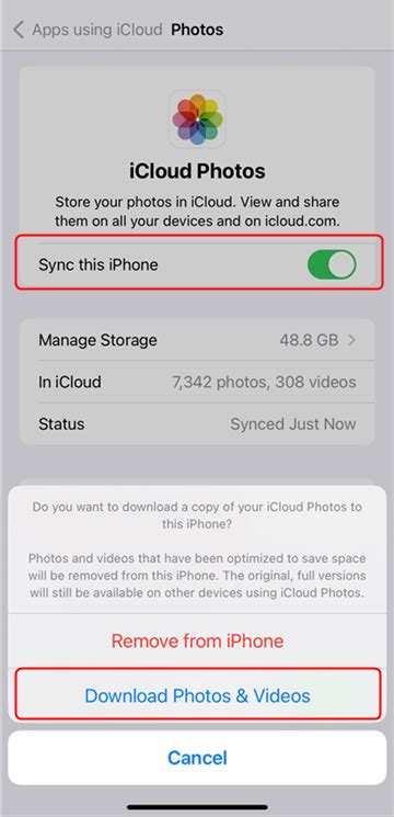 How to stop icloud syncing photos