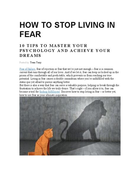 How to stop living in fear YOU Magazine