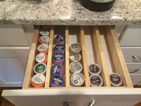 How to store pods for the Keurig! Use drawer organizers in a shallow