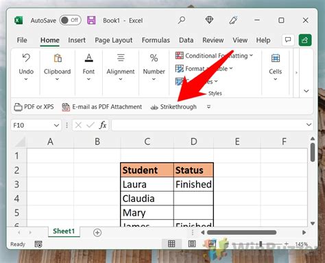 How to strike out words in excel