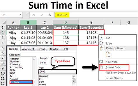 How to sum time values in excel