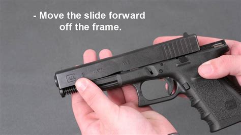 How to take apart glock 19. 1.3 Step 1. Unload Your Glock 1.4 Step 2. Remove the Barrel 1.5 Step 3. Push the Lock Pin Out 1.6 Step 4. Push the Trigger Pin Assembly and the Trigger Pin Out 1.7 Step 5. Remove Slide Stop and … 