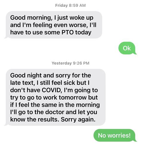How to text in sick for work