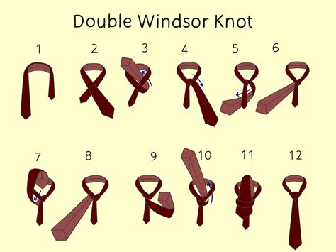 How to tie a double windsor knot. Step 1. Button the top button of your shirt, and fold your collar up. Step 2. Drape the tie around your neck so the wide end is on ... 